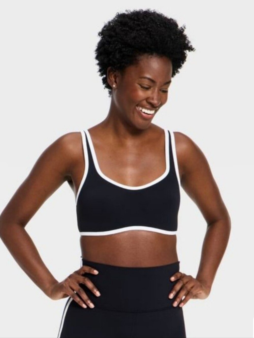 All In Motion Women's Everyday Soft Light Support Retro Contrast Hem Sports Bra